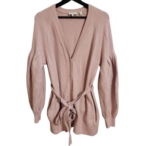 Ted Baker Blush Pink Wool Blend Puff Sleeve Cardigan